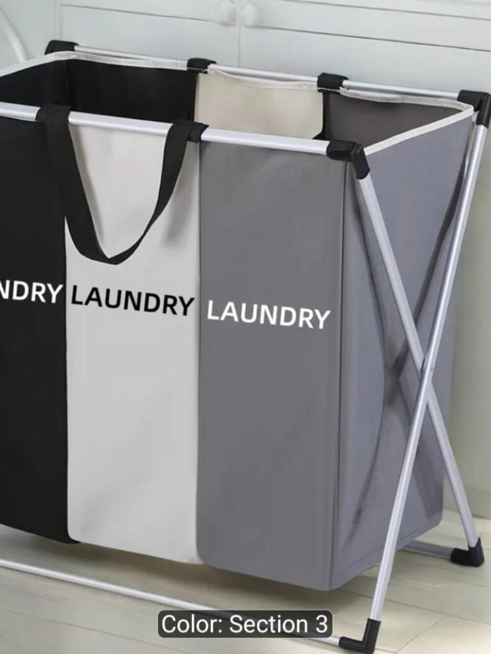 Foldable 3 - Section Laundry Sorter - Picture 3 of 4